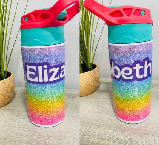 Rainbow with Custom Name Water Bottle