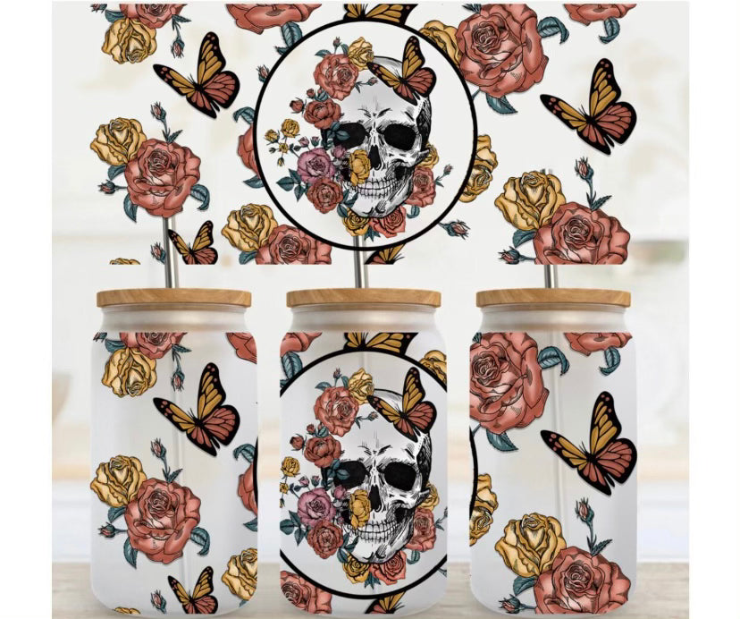 Skeleton Butterflies Roses UV DTF Transfer Wrap