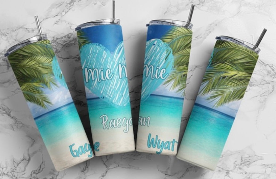 Beachy Palm Tree Tumbler